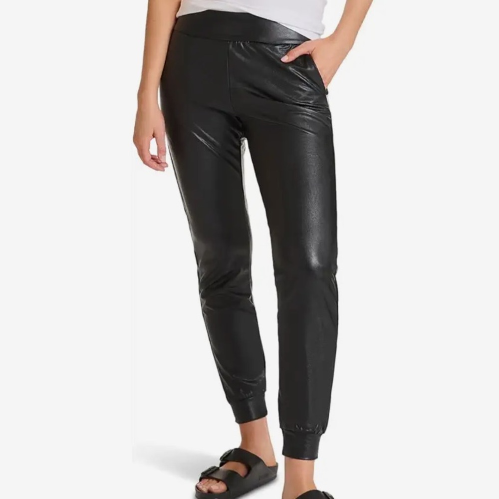Commando Faux Leather Mid Rise Joggers Black Size‎ Small